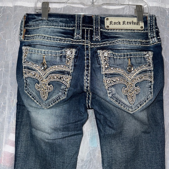 Rock Revival Dark Blue Embellished Boot Cut Jeans - Picture 2 of 5